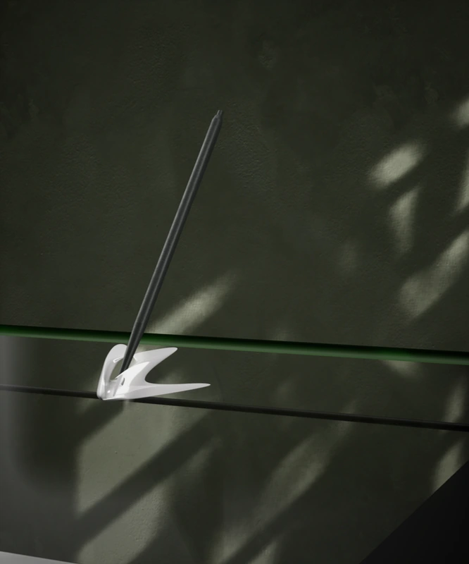 PenExquisite on a glass desk in patterned light, original render from process book page 64